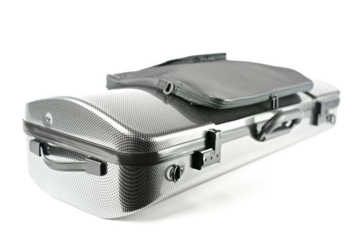 Hightech Rektangulær Bratschkasse med sedelomme - Silver Carbon look - Image 4